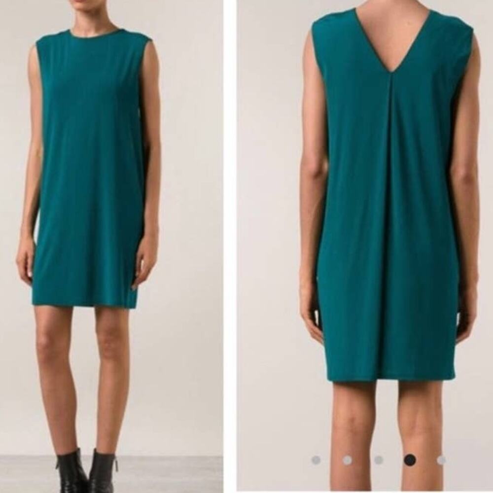Helmut Lang Faint Drop Fold Shift Dress V-back Sleeveless in Siphon